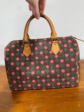 Monogram Cherry Satchel in Red and Brown